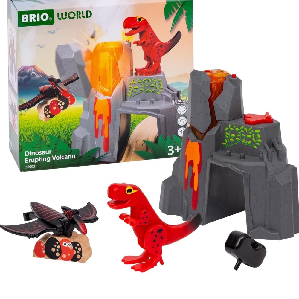 Brio Dinosaur Erupting Volcano Playset - Red and Gray